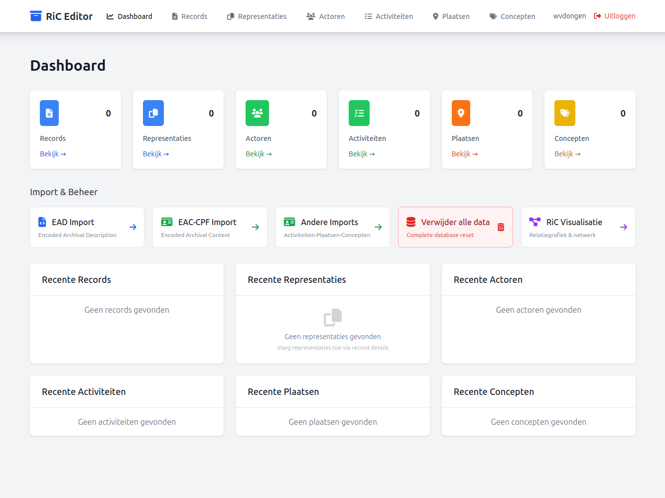 RiC Editor Dashboard