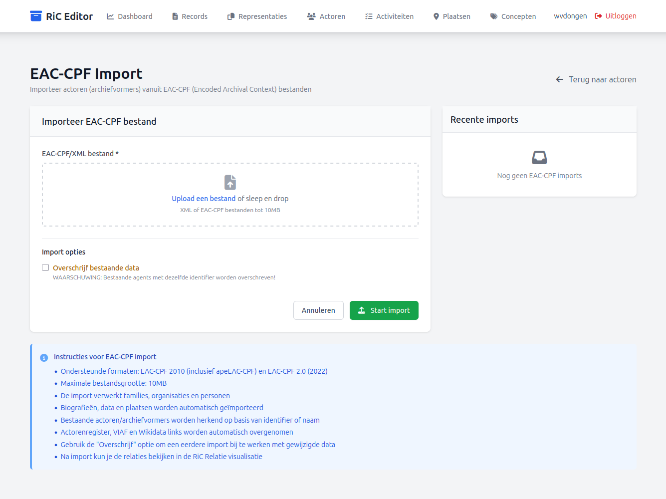 RiC Editor EAC-CPF import