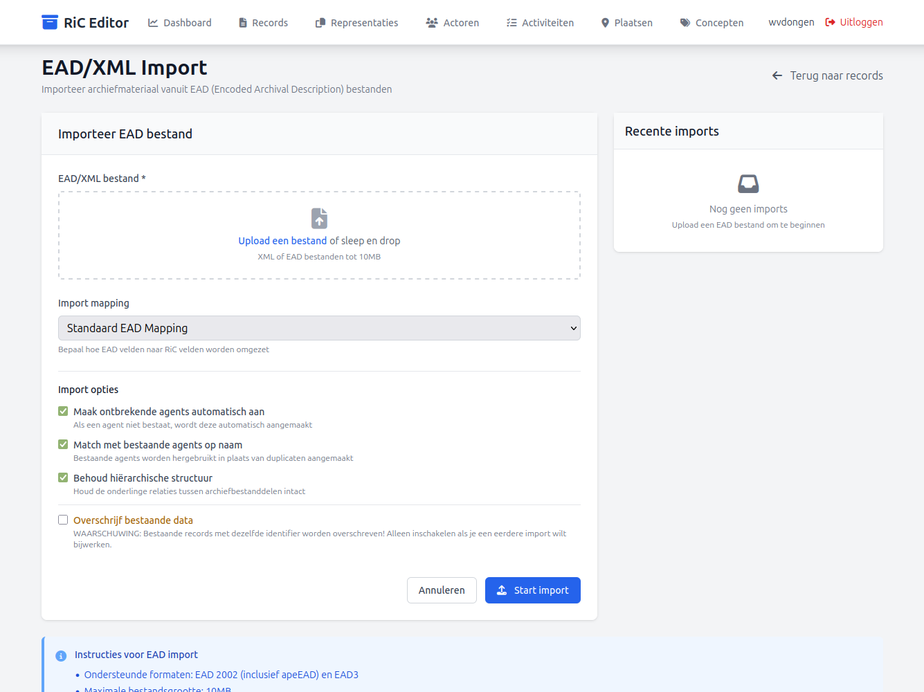 RiC Editor EAD import