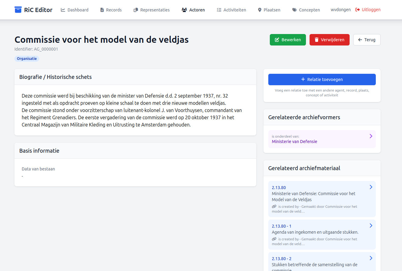 RiC Editor 2.13.80 Actor - relatie toegevoegd
